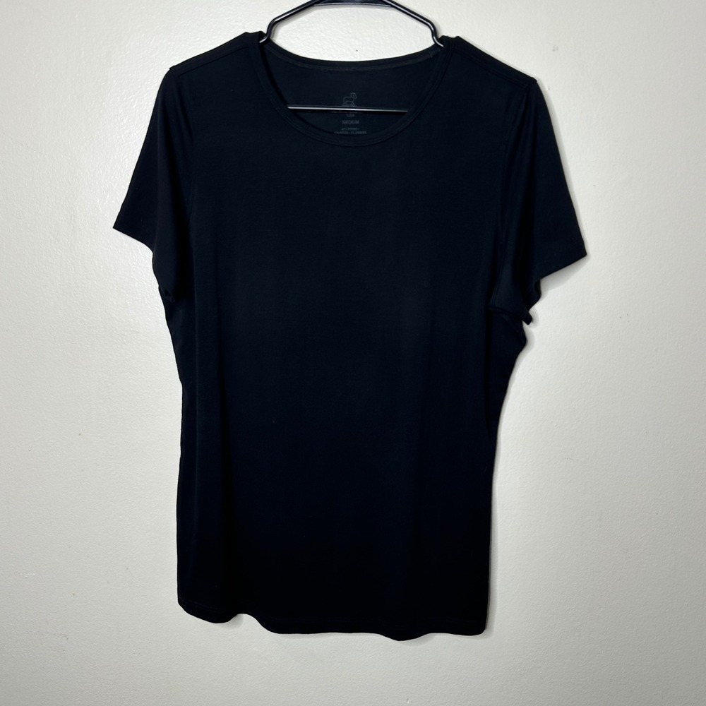 Woolx Liza Black Merino Wool Blend Short Sleeve Tee size Medium